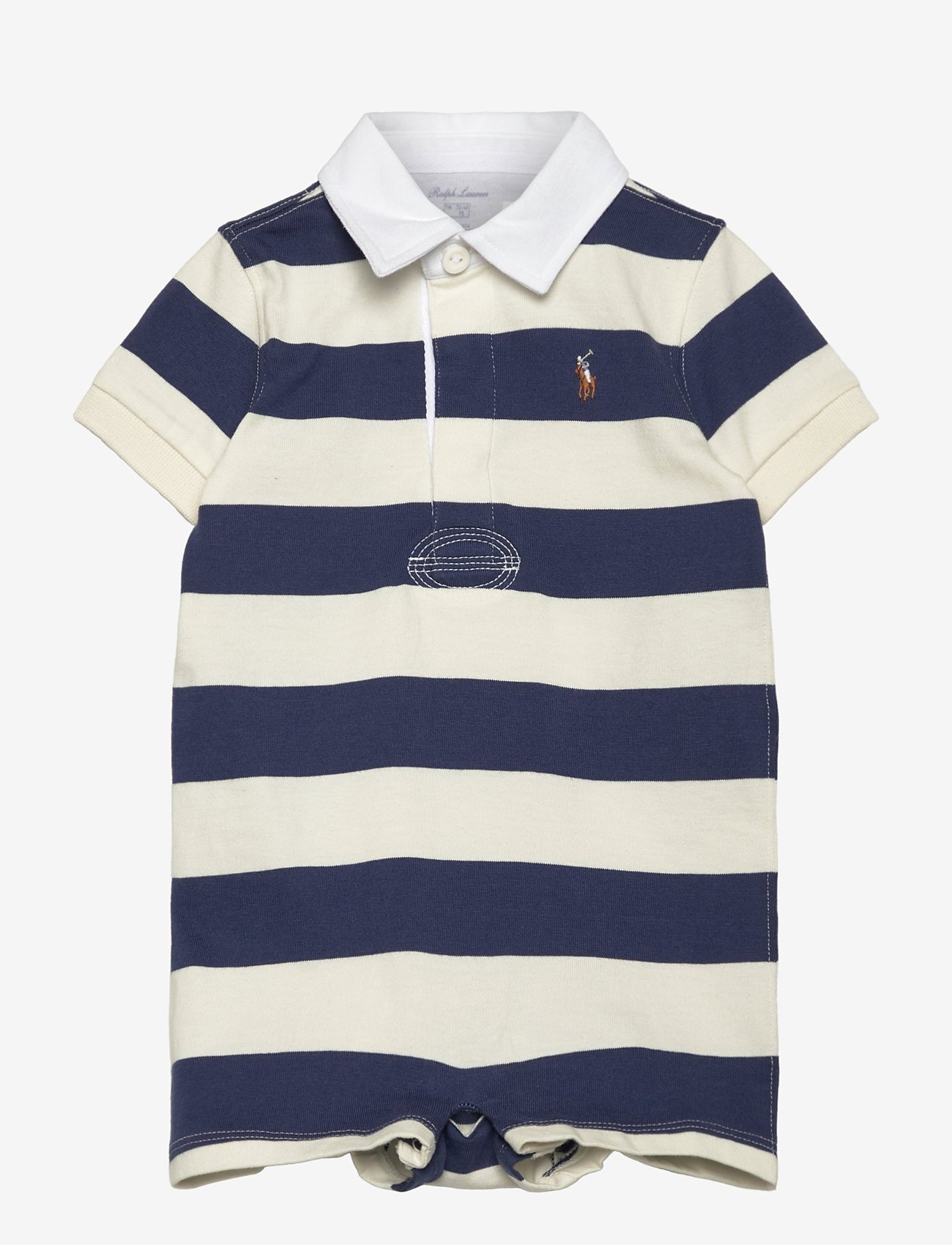 Ralph Lauren Baby - Striped Cotton Rugby Shortall - light navy mult - 0