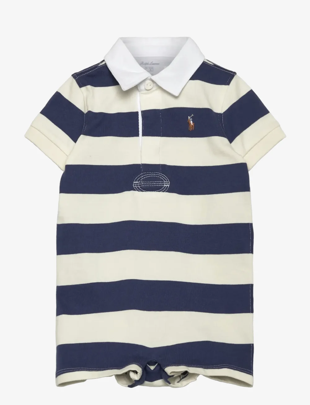Ralph Lauren Baby - Striped Cotton Rugby Shortall - kurzärmelig - light navy mult - 0