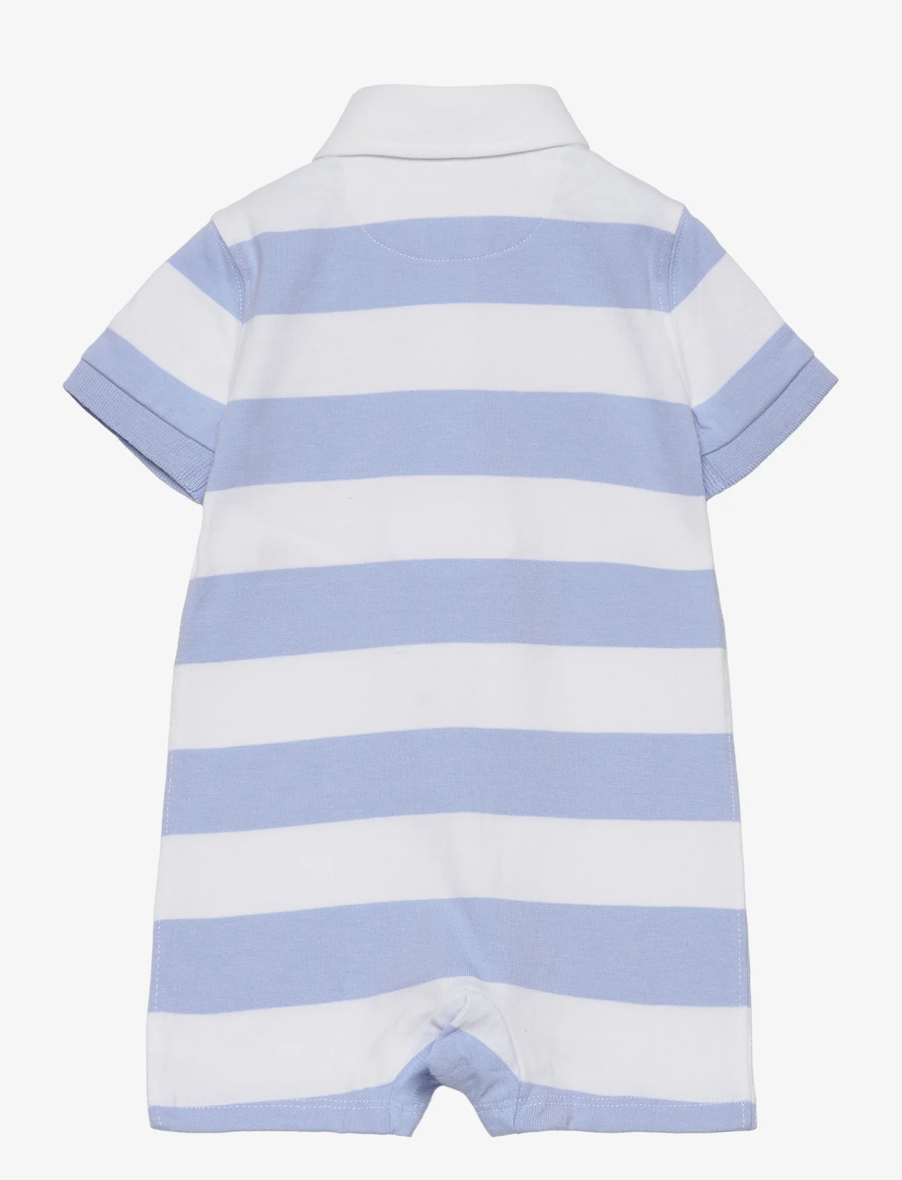 Ralph Lauren Baby - Striped Cotton Rugby Shortall - short-sleeved - office blue/white - 1