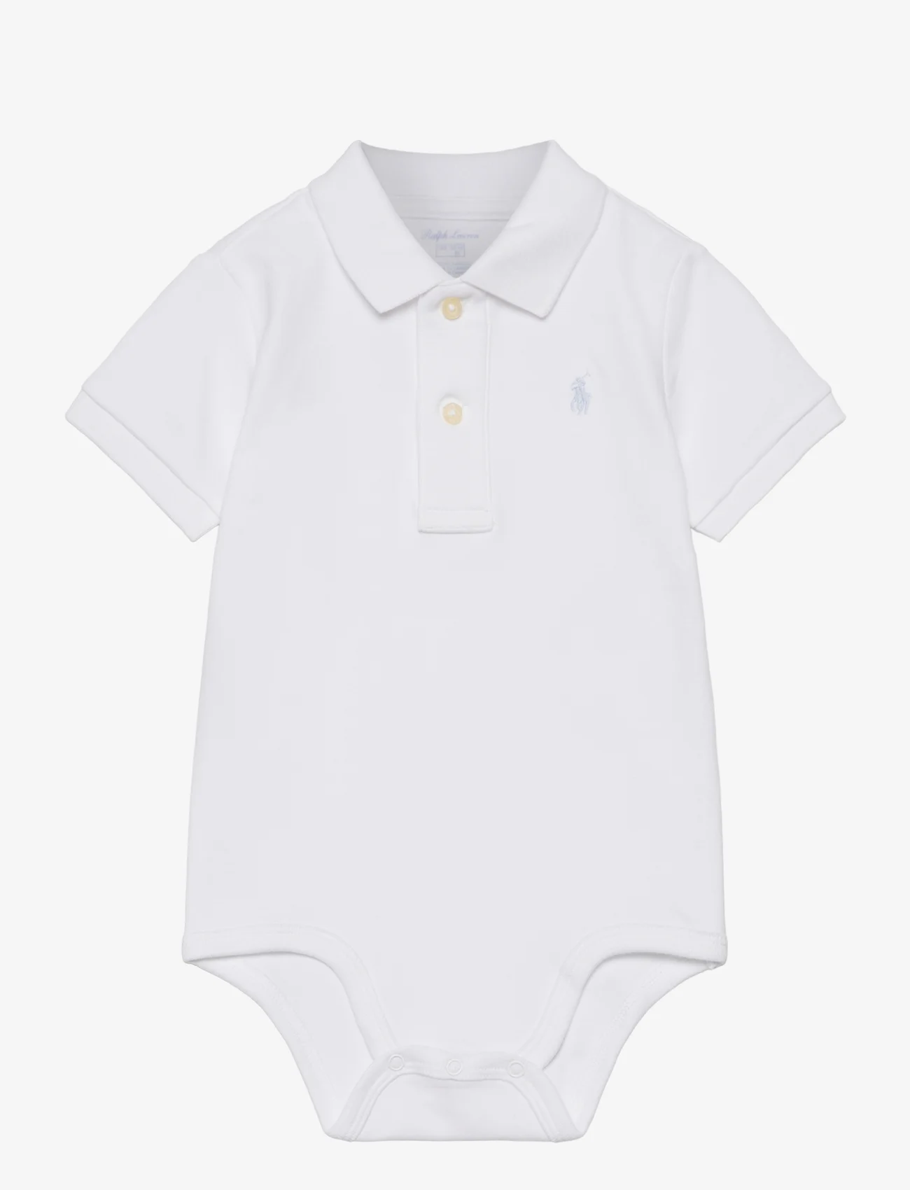Ralph Lauren Baby - Soft Cotton Polo Bodysuit - lyhythihaiset bodyt - white - 0