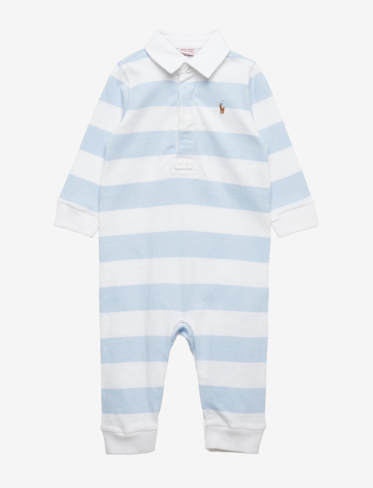 Ralph Lauren Baby - Striped Cotton Rugby Coverall - beryl blue/white - 0