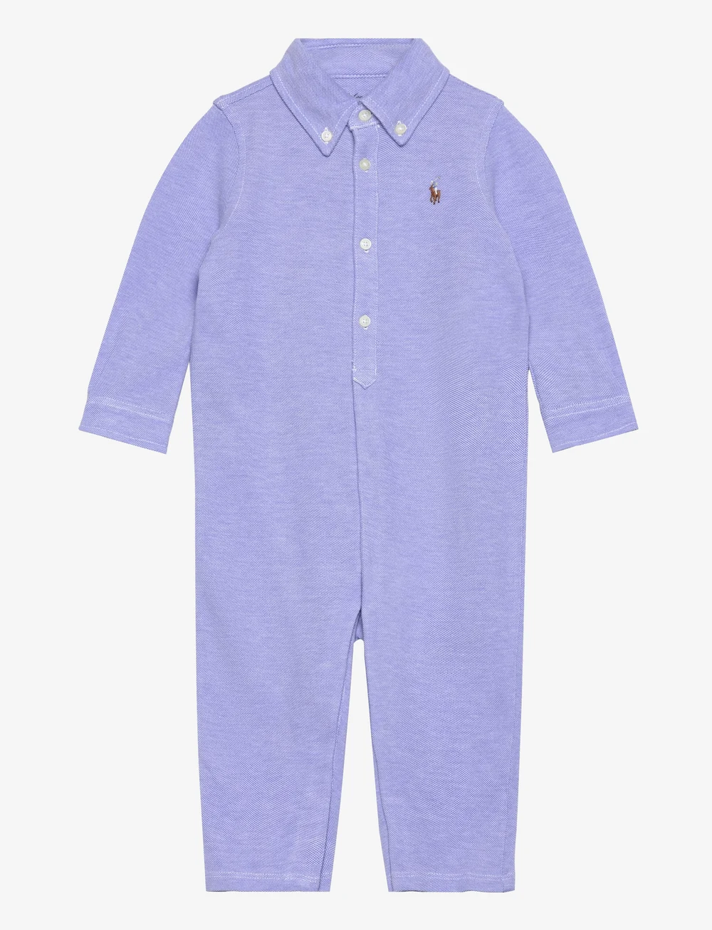Ralph Lauren Baby - Knit Cotton Oxford Coverall - långärmade bodysuits - harbor island blu - 0