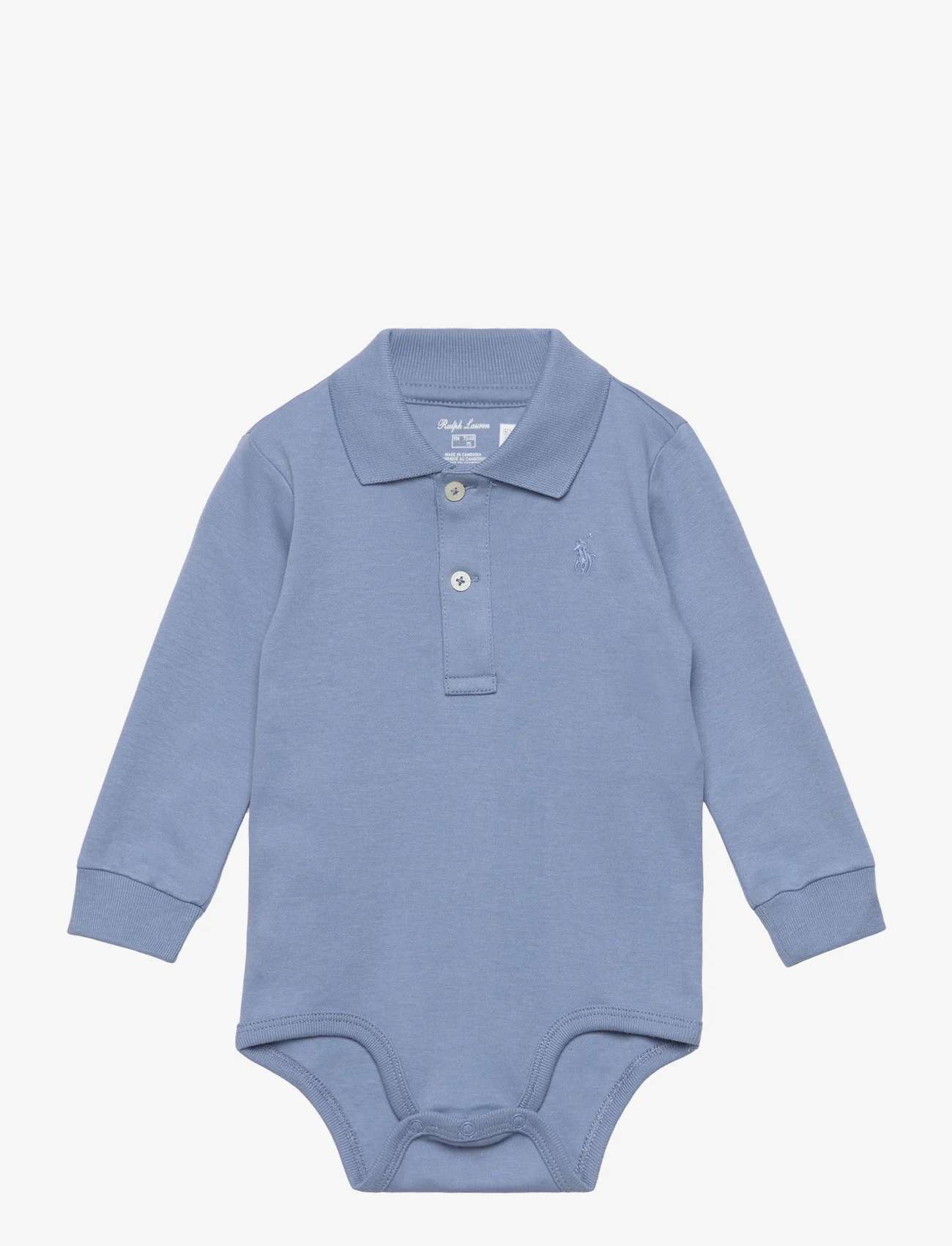 Ralph Lauren Baby - Soft Cotton Long-Sleeve Polo Bodysuit - bodies unis à manches longues - channel blue - 0