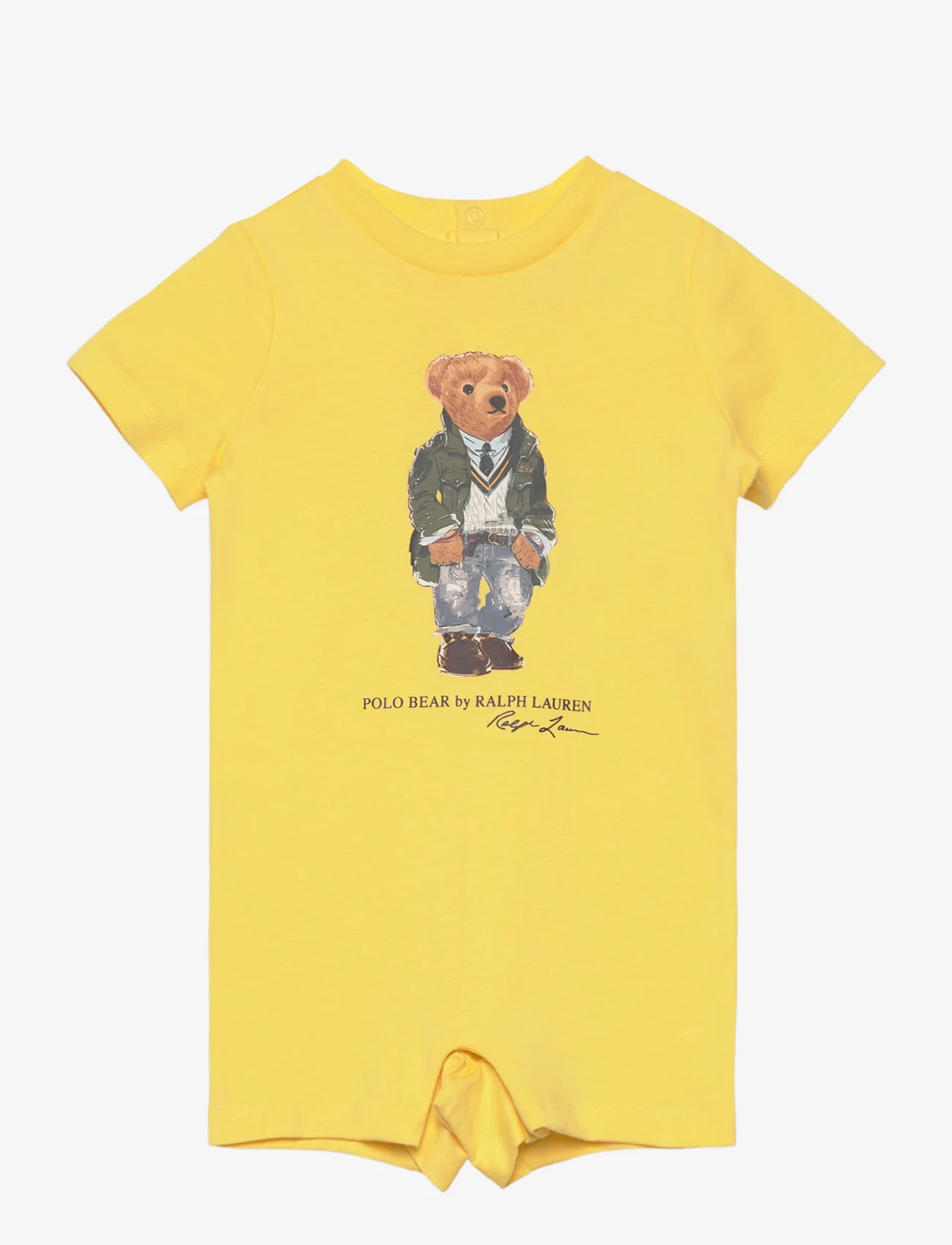 Ralph Lauren Baby - Polo Bear Cotton Jersey Shortall - short-sleeved - oasis yellow - 0