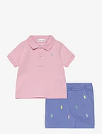 Mesh Polo Shirt & Short Set - GARDEN PINK