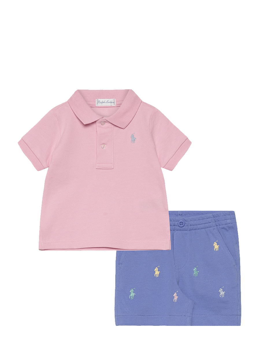 Ralph Lauren Baby - Mesh Polo Shirt & Short Set - garden pink - 0