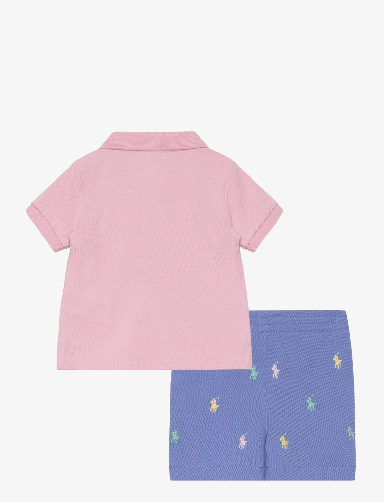 Ralph Lauren Baby - Mesh Polo Shirt & Short Set - lühikeste varrukatega t-särkide komplektid - garden pink - 1