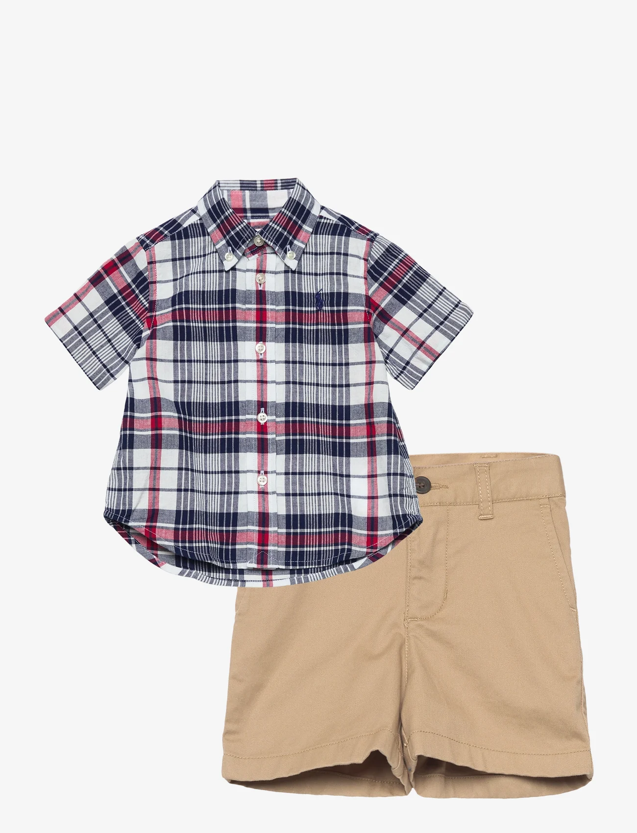 Ralph Lauren Baby - Madras Short-Sleeve Shirt & Short Set - komplekti ar t-kreklu ar īsām piedurknēm - 5612 blue/red/mul - 0
