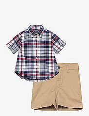 Ralph Lauren Baby - Madras Short-Sleeve Shirt & Short Set - komplekti ar t-kreklu ar īsām piedurknēm - 5612 blue/red/mul - 0