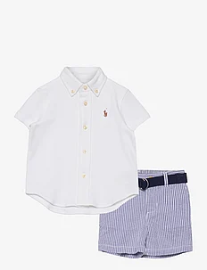 Shirt, Belt & Seersucker Short Set, Ralph Lauren Baby