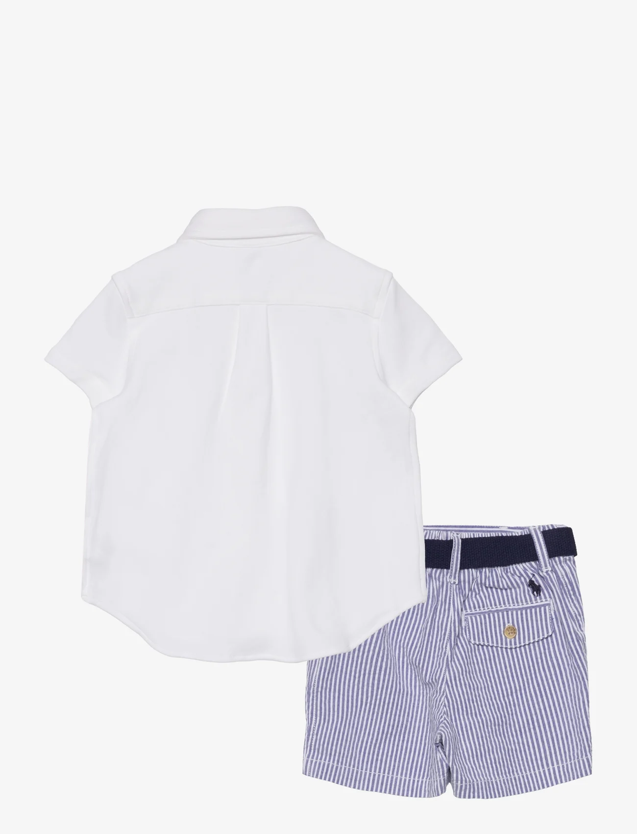 Ralph Lauren Baby - Shirt, Belt & Seersucker Short Set - setit, joissa lyhythihainen t-paita - white - 1