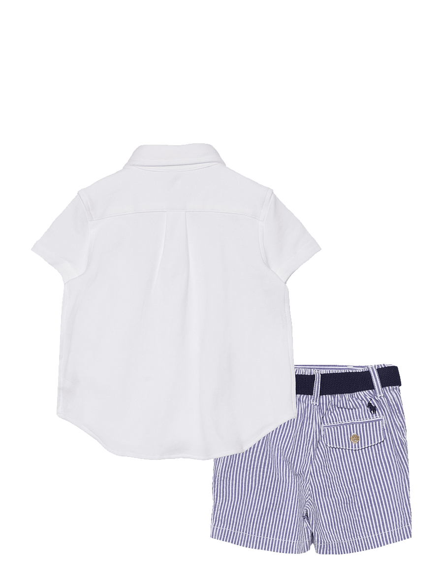 Ralph Lauren Baby - Shirt, Belt & Seersucker Short Set - white - 1
