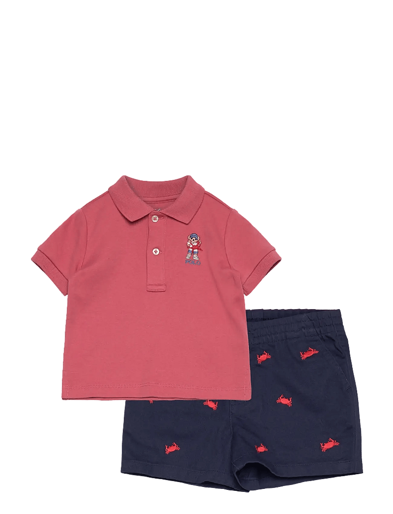 Ralph Lauren Baby - Bear Cotton Polo Shirt & Short Set - set med kortärmad t-shirt - adirondack berry - 0