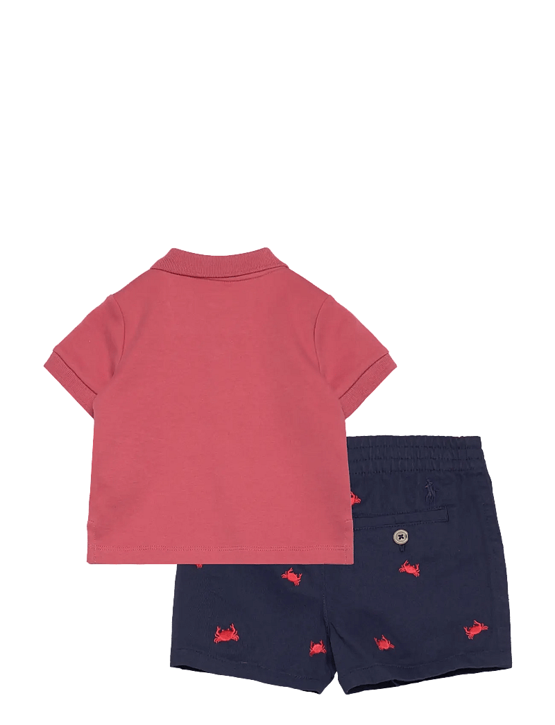 Ralph Lauren Baby - Bear Cotton Polo Shirt & Short Set - set med kortärmad t-shirt - adirondack berry - 1