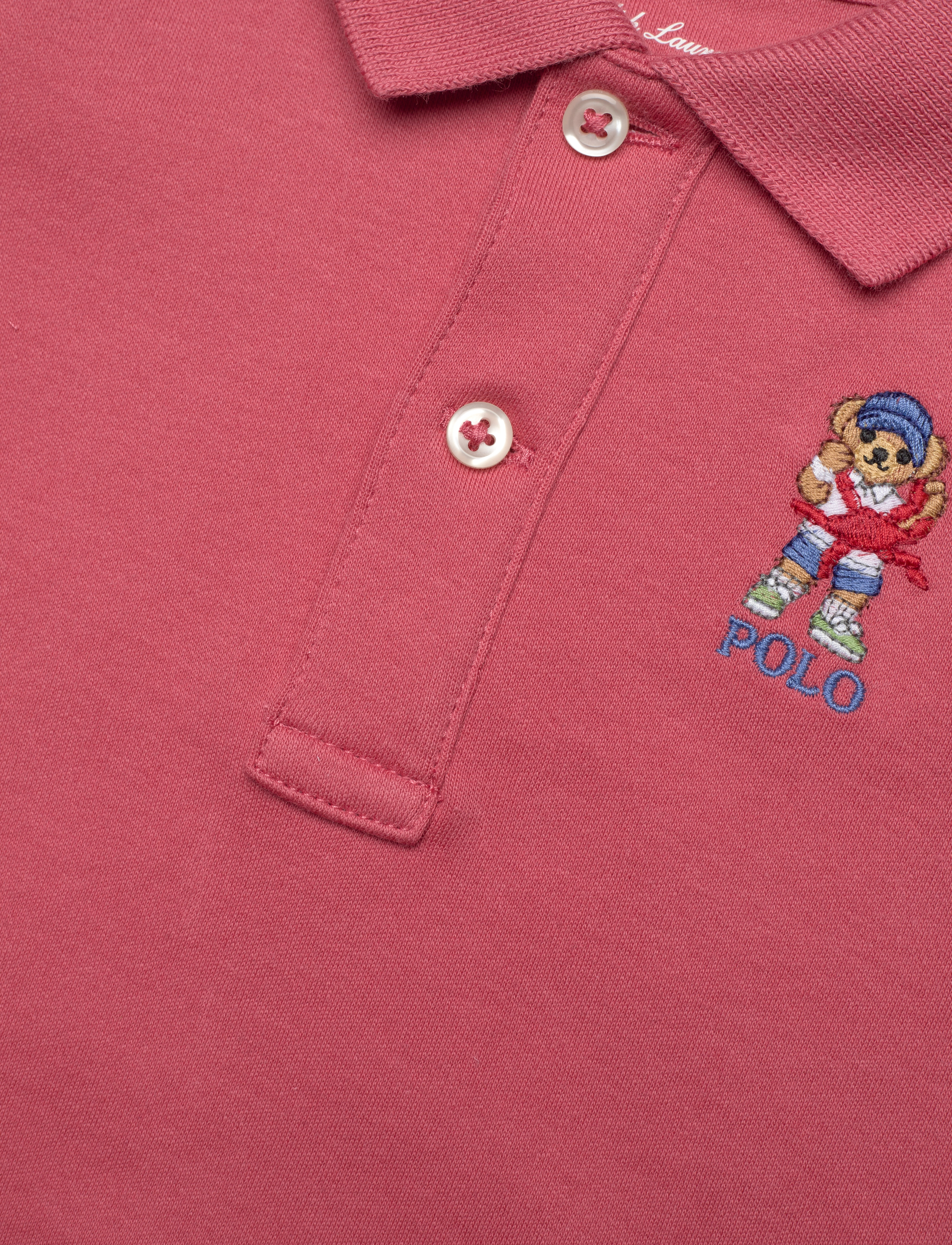 Ralph Lauren Baby - Bear Cotton Polo Shirt & Short Set - sæt med kortærmet t-shirt - adirondack berry - 2