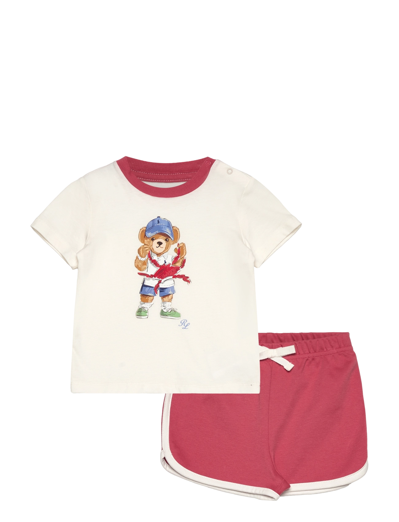 Ralph Lauren Baby Polo Bear Cotton Tee & Short Set - App deal - NEVIS / red