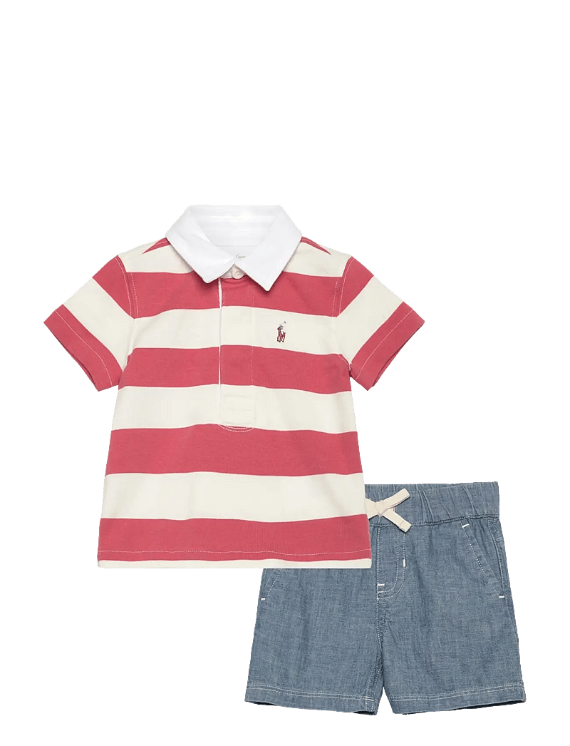 Ralph Lauren Baby - Striped Rugby Shirt & Chambray Short Set - set med kortärmad t-shirt - adirondack/nevis - 0