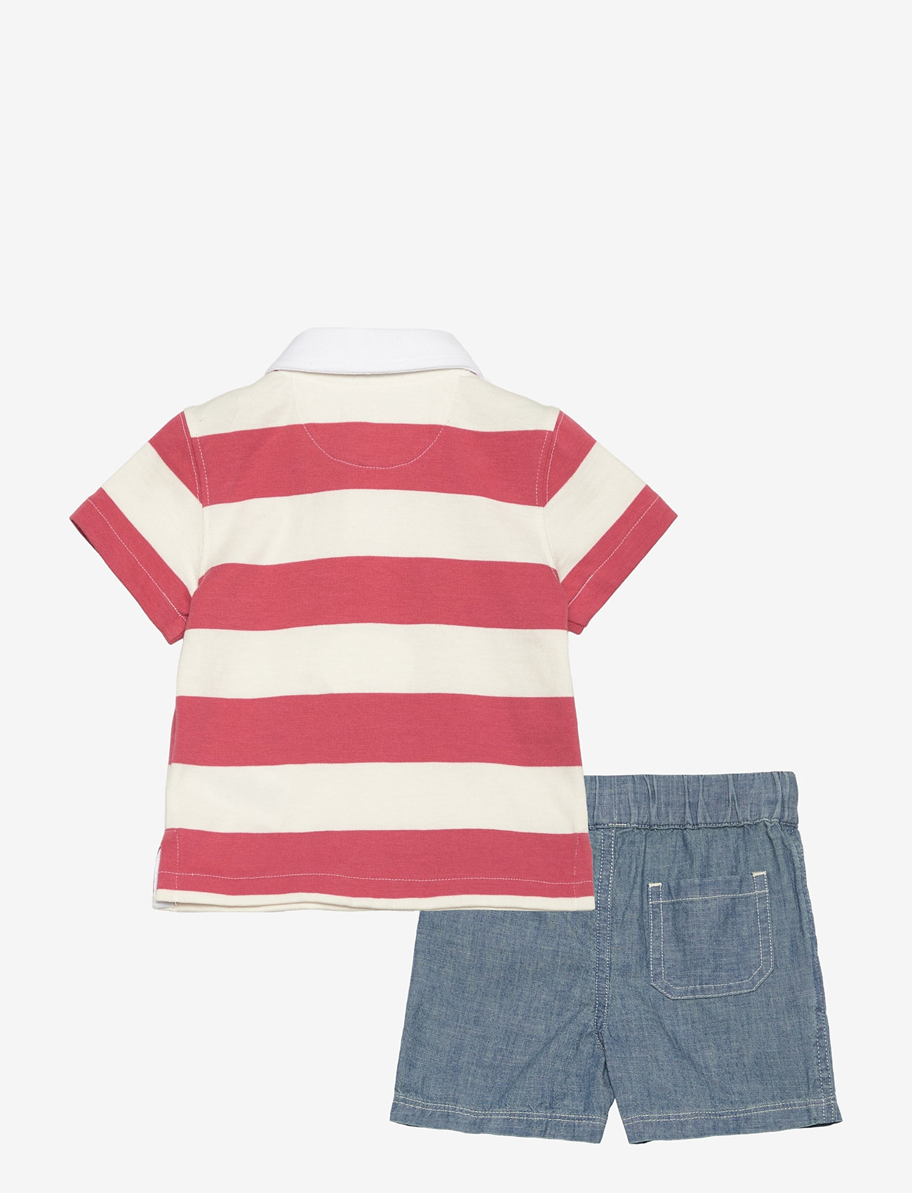 Ralph Lauren Baby - Striped Rugby Shirt & Chambray Short Set - set med kortärmad t-shirt - adirondack/nevis - 1