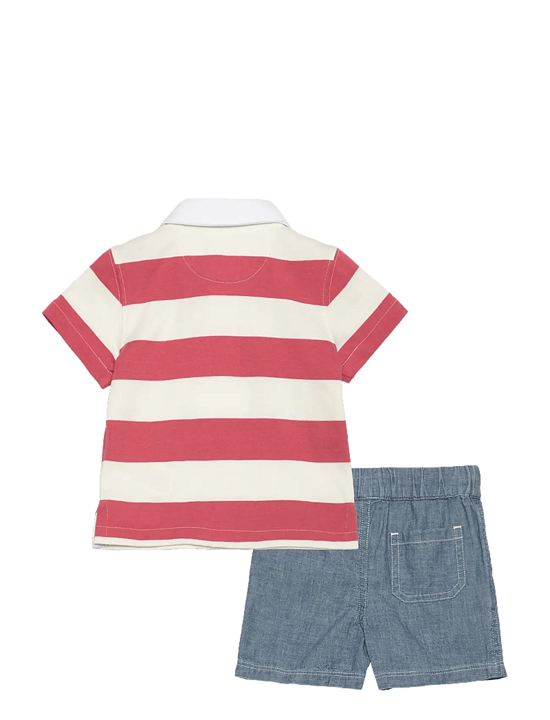 Ralph Lauren Baby - Striped Rugby Shirt & Chambray Short Set - set med kortärmad t-shirt - adirondack/nevis - 1