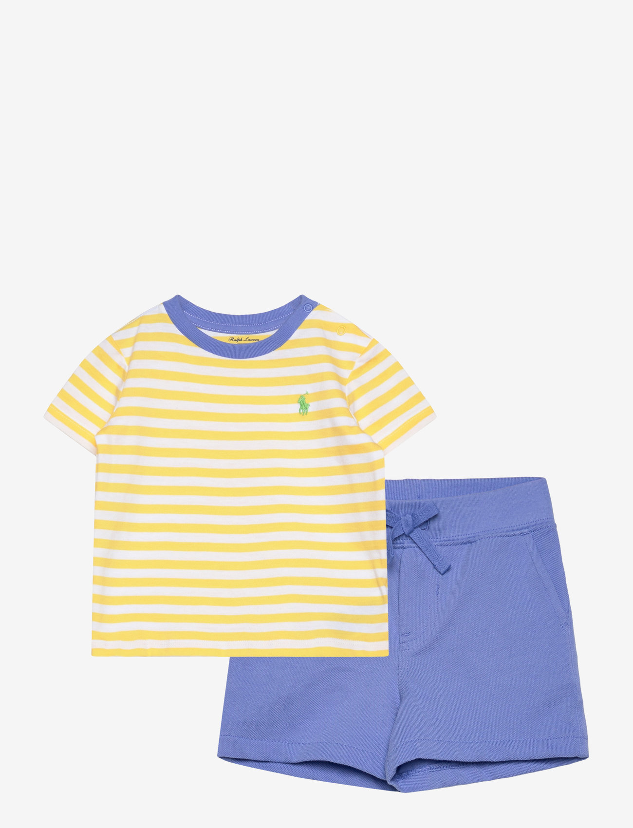 Ralph Lauren Baby - Striped Jersey Tee & Mesh Short Set - sets with short-sleeved t-shirt - oasis yellow/whit - 0