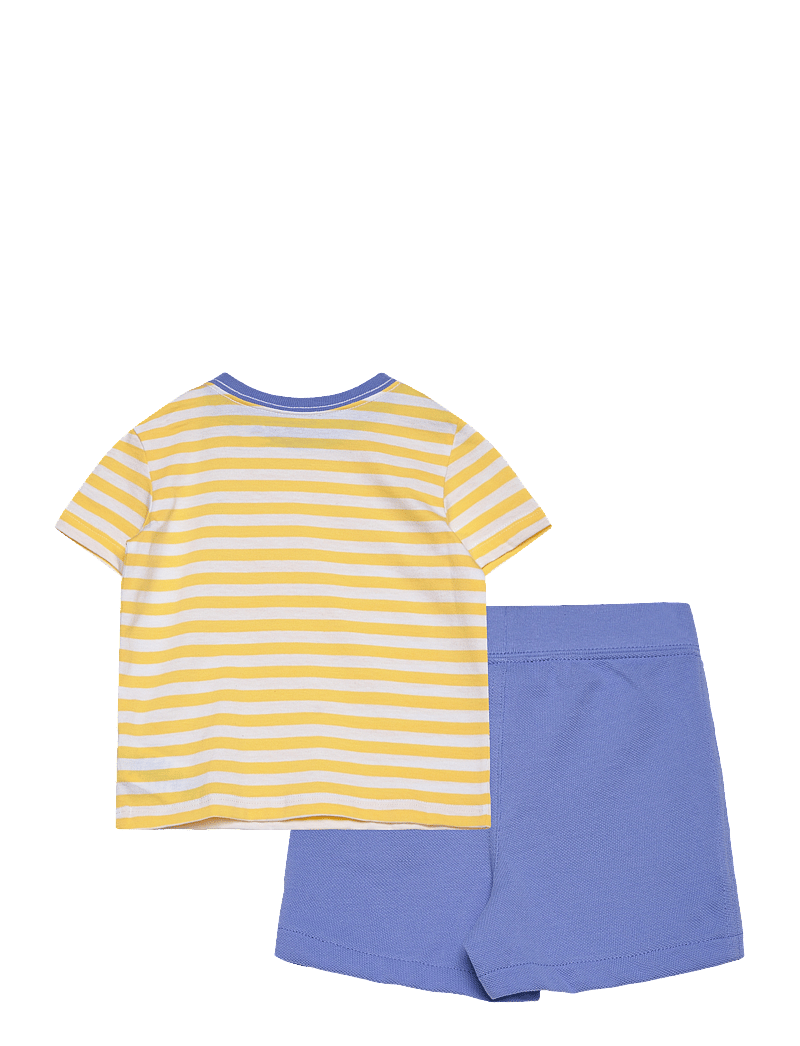 Ralph Lauren Baby - Striped Jersey Tee & Mesh Short Set - sets with short-sleeved t-shirt - oasis yellow/whit - 1