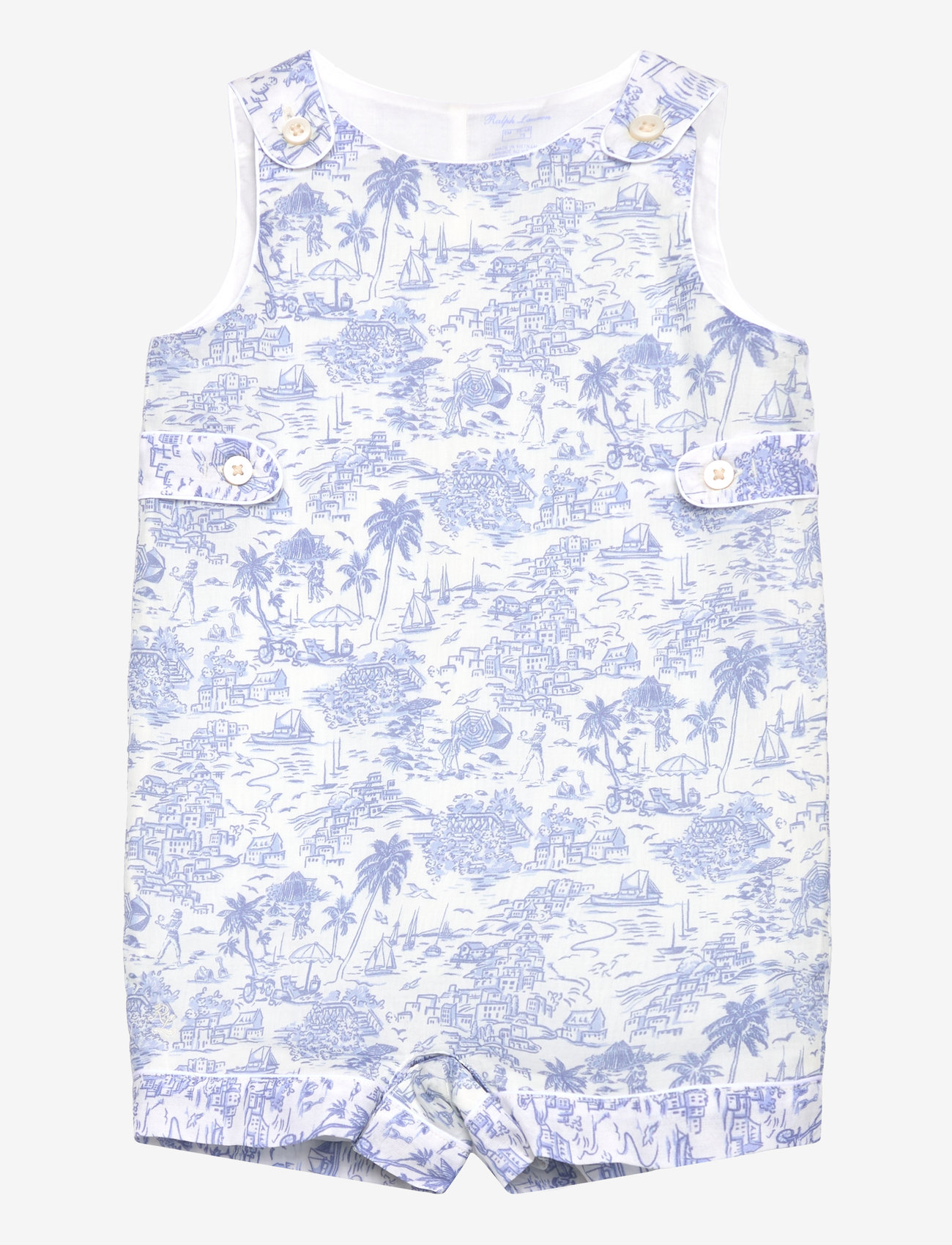 Ralph Lauren Baby - Riviera Toile Cotton Overall & Hat Set - sets mit body - riviera toile - 0