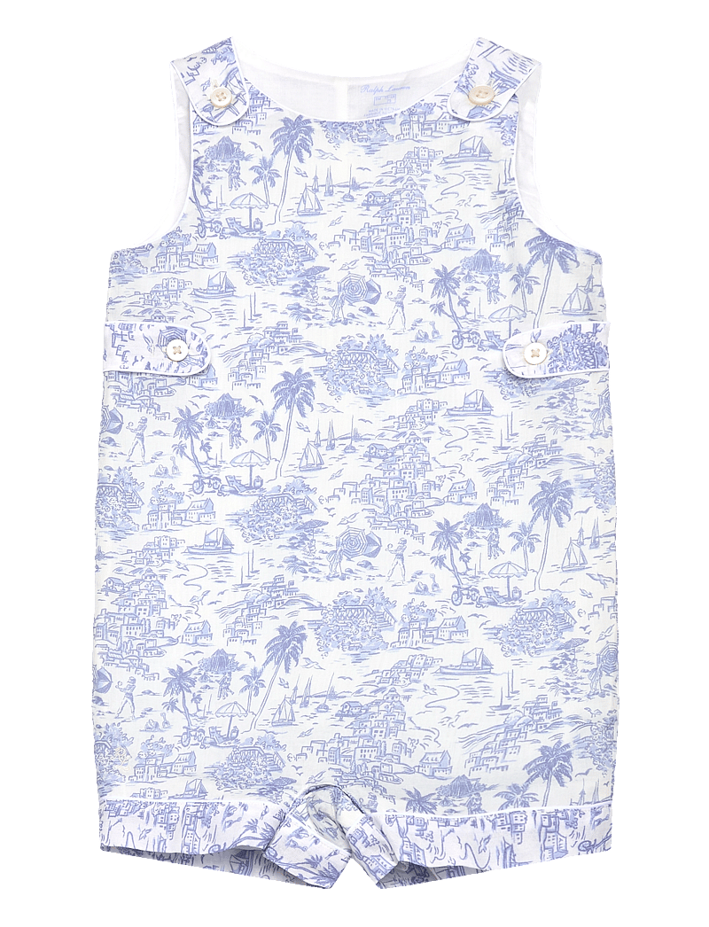 Ralph Lauren Baby - Riviera Toile Cotton Overall & Hat Set - sets mit body - riviera toile - 0