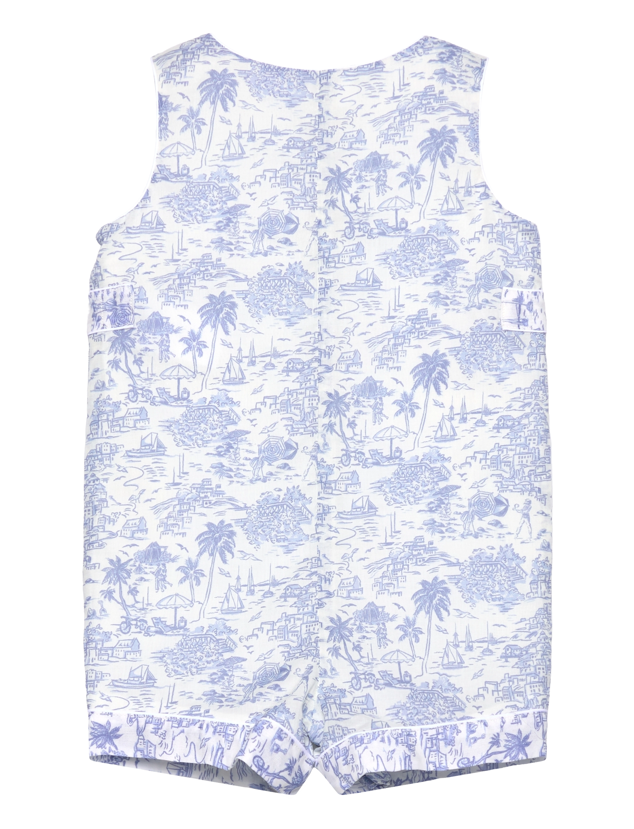 Ralph Lauren Baby - Riviera Toile Cotton Overall & Hat Set - komplektai su bodžiu - riviera toile - 1