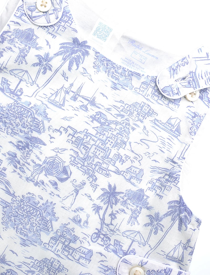 Ralph Lauren Baby - Riviera Toile Cotton Overall & Hat Set - sets mit body - riviera toile - 2