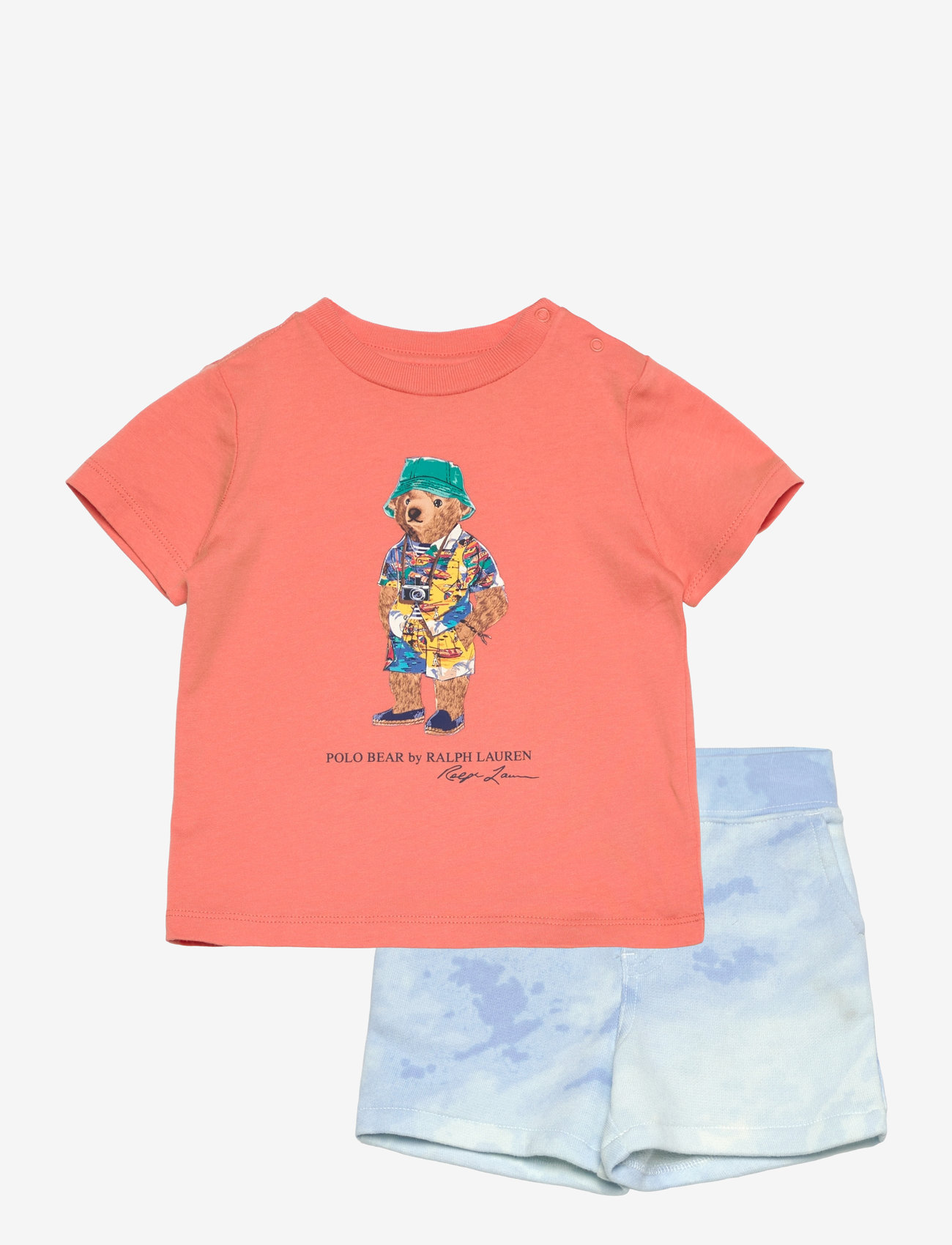 Ralph Lauren Baby - Polo Bear Jersey Tee & Terry Short Set - setit, joissa lyhythihainen t-paita - sum25 bear peach - 0