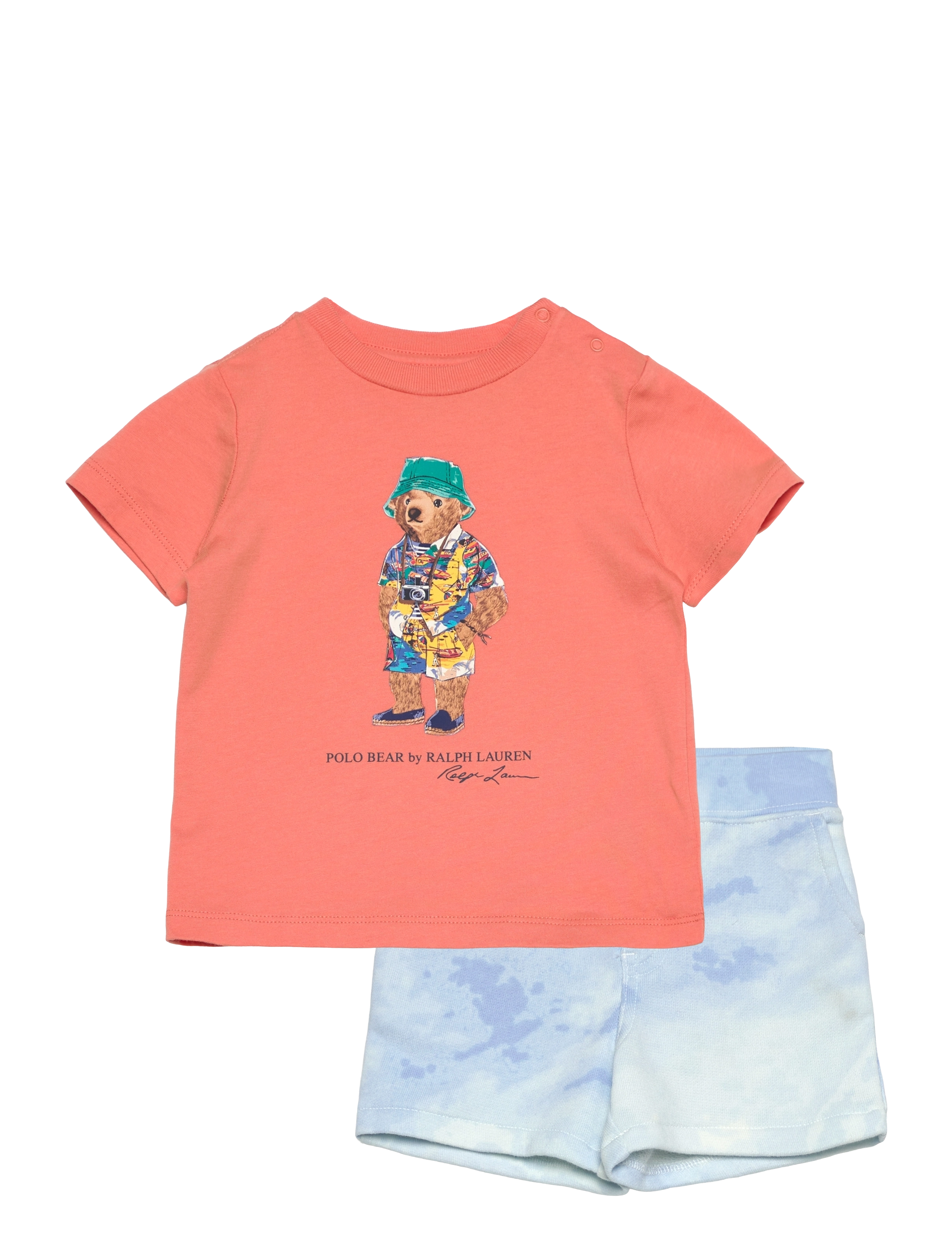 Ralph Lauren Baby Polo Bear Jersey Tee & Terry Short Set - 4 for 3 - SUM25 BEAR PEACH / coral