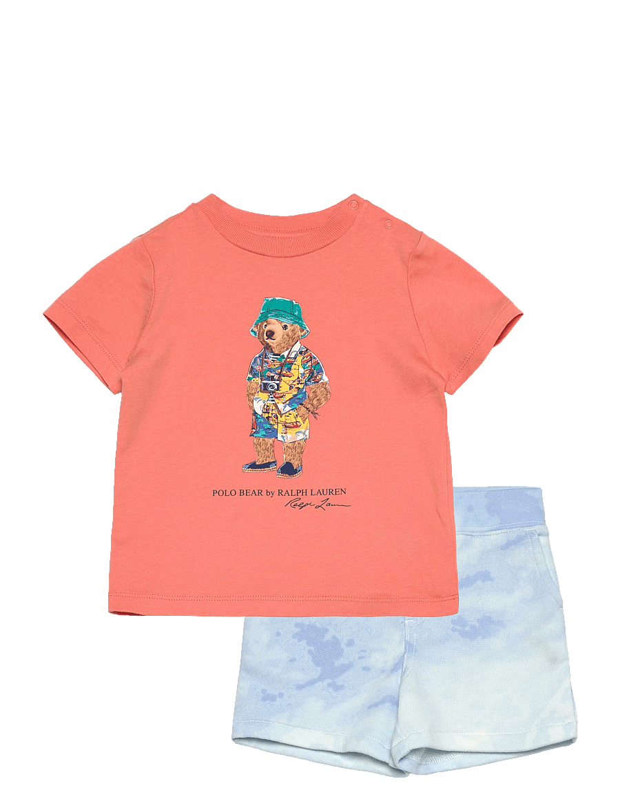 Ralph Lauren Baby - Polo Bear Jersey Tee & Terry Short Set - setit, joissa lyhythihainen t-paita - sum25 bear peach - 0