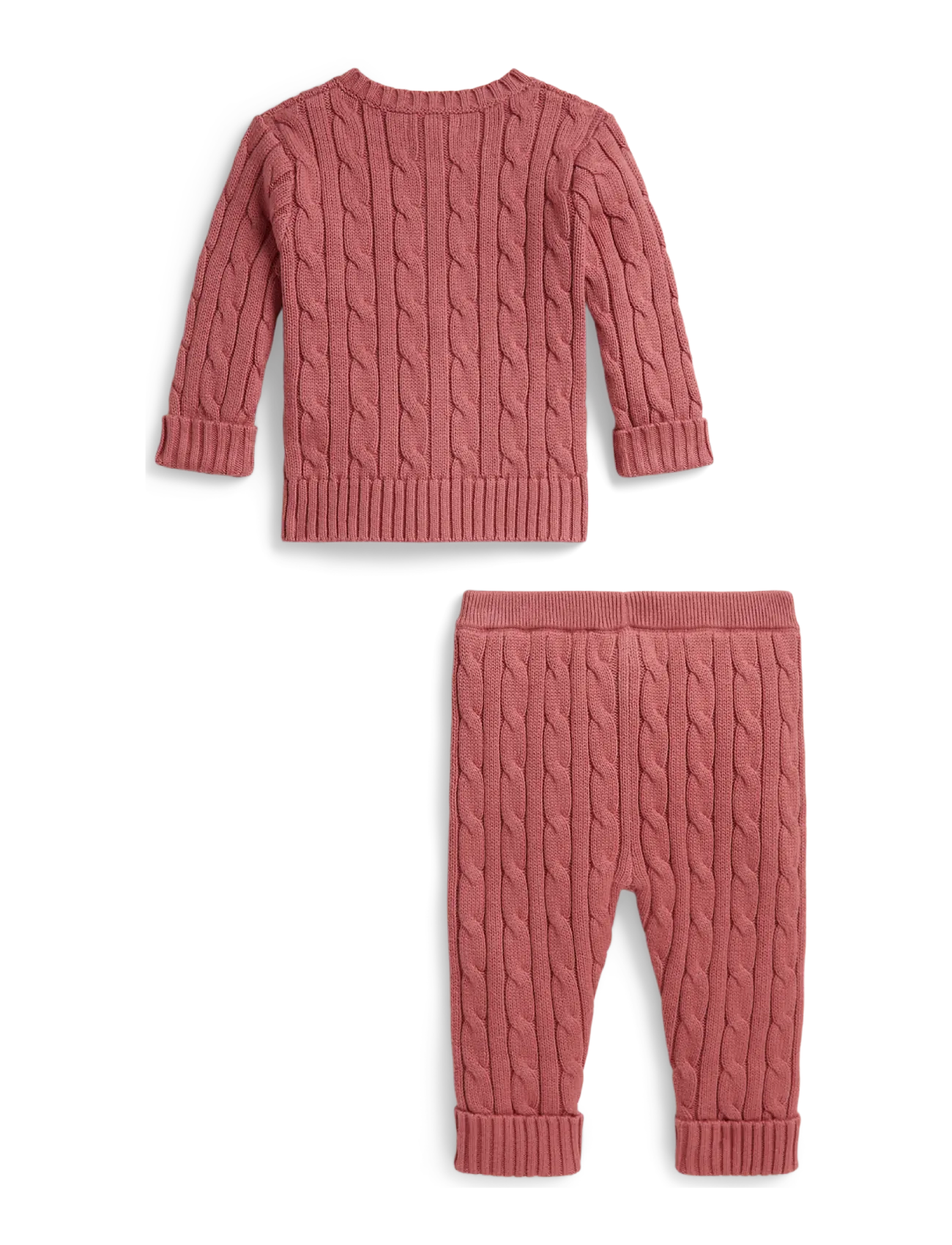 Ralph Lauren Baby - Cable-Knit Cotton Cardigan & Pant - cardigans - canvas pink - 1