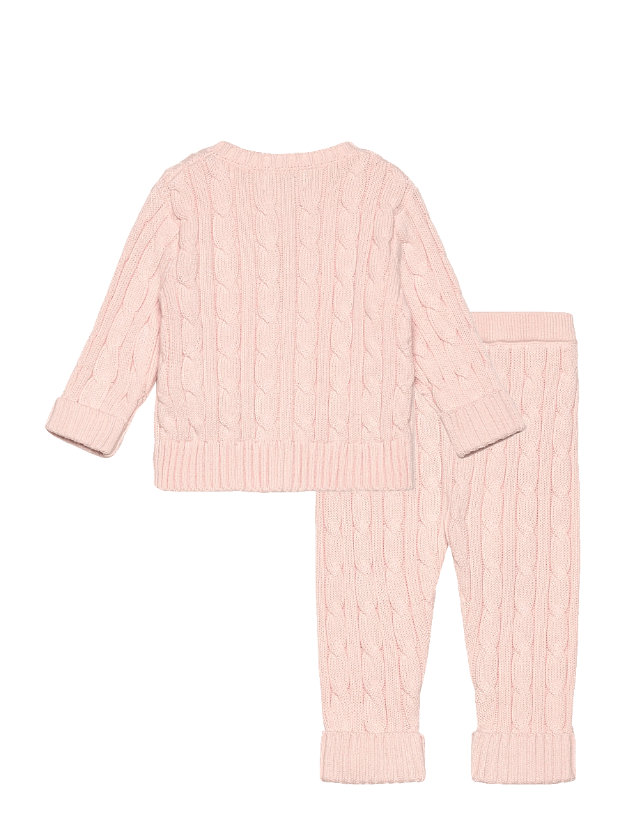 Ralph Lauren Baby - Cable-Knit Cotton Cardigan & Pant - neuletakit - morning pink - 1