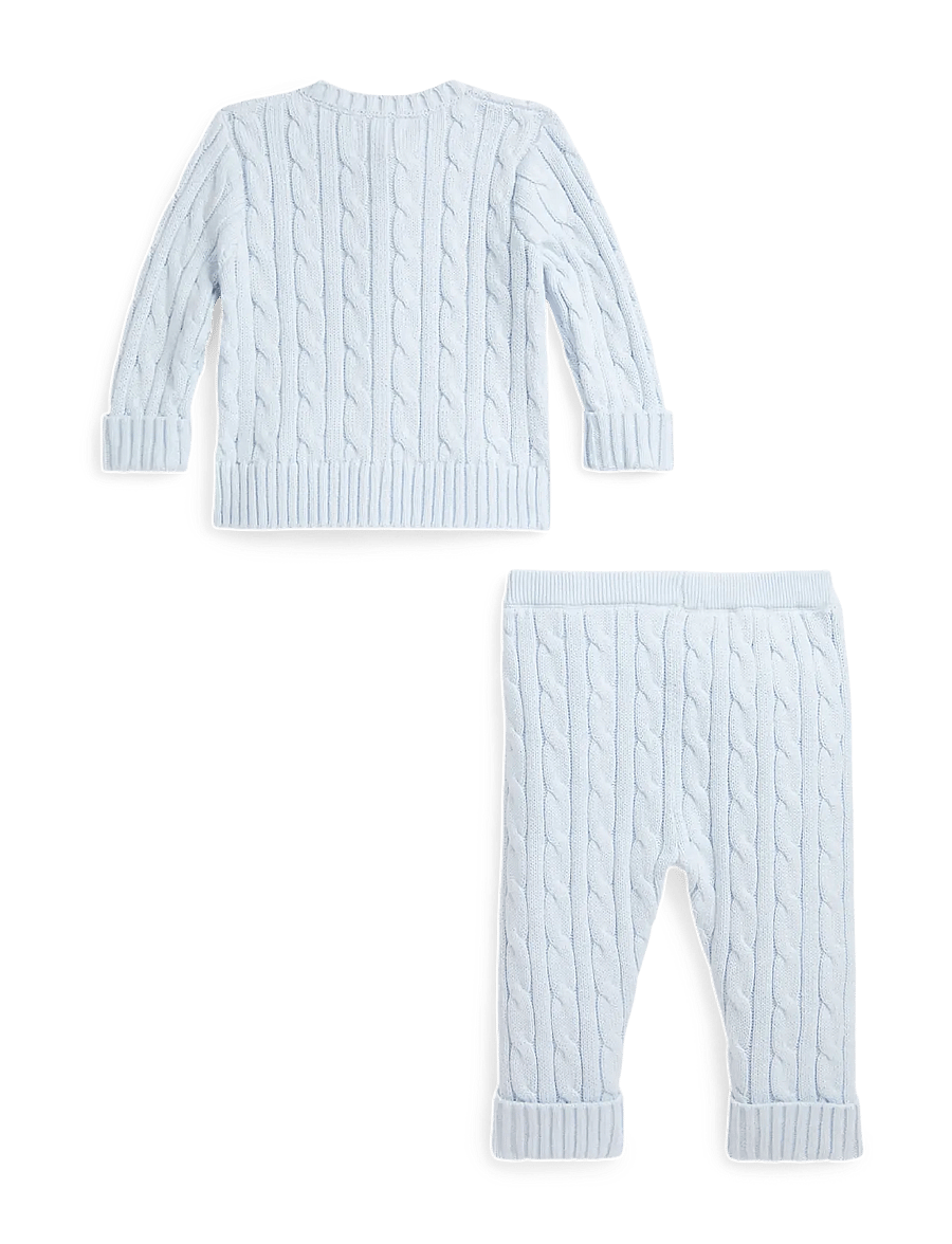 Ralph Lauren Baby - Cable-Knit Cotton Cardigan & Pant - kardiganid - pearl blue - 1