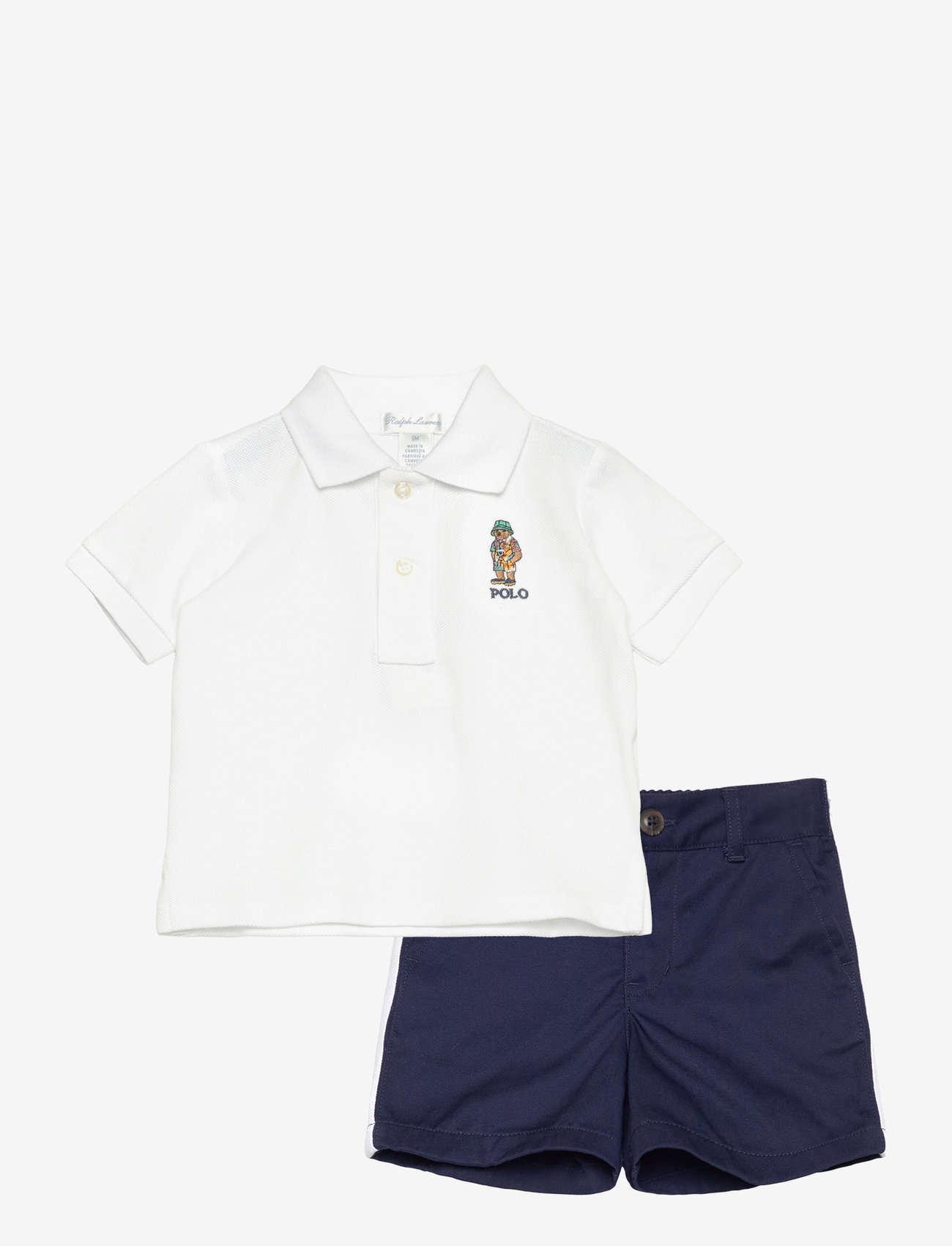 Ralph Lauren Baby - Bear Cotton Polo Shirt & Chino Short Set - white - 0