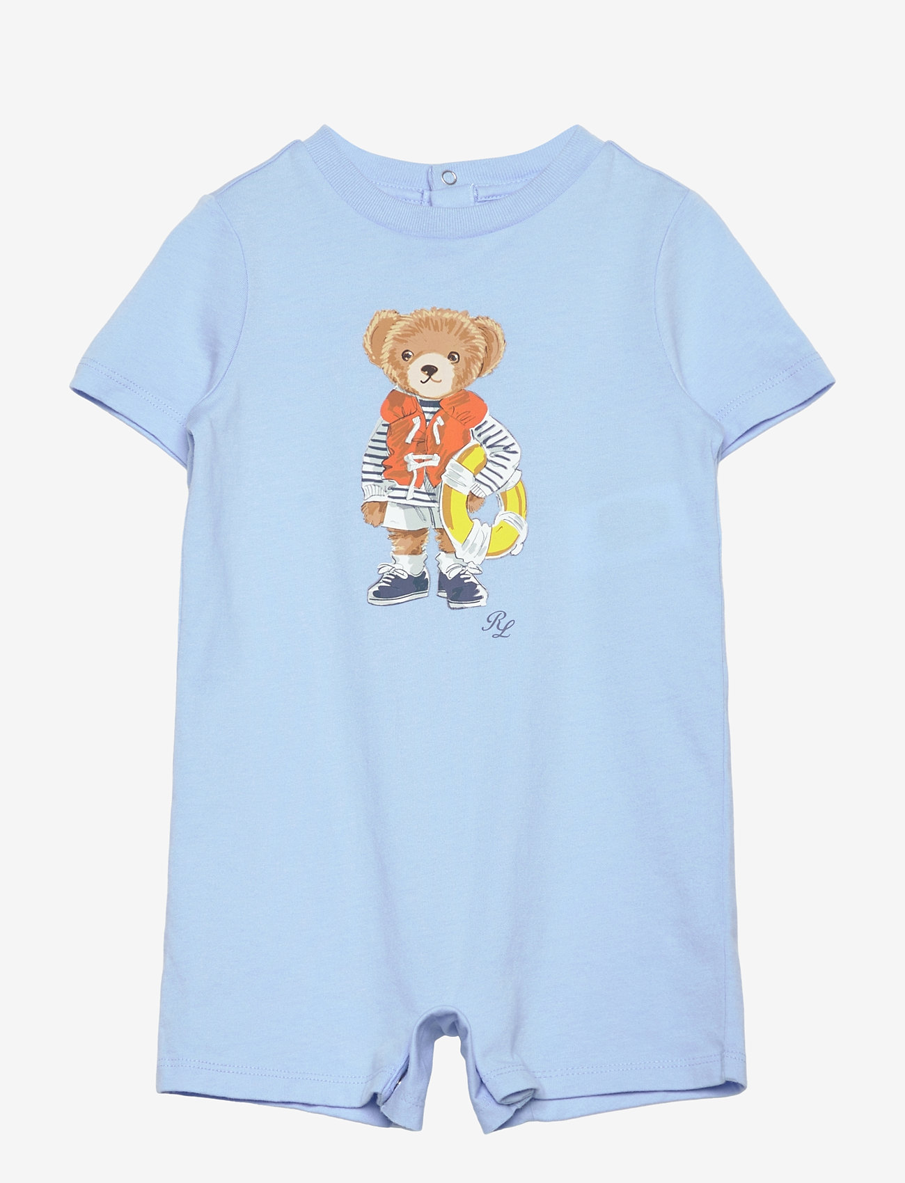 Ralph Lauren Baby - Polo Bear Cotton Jersey Shortall - short-sleeved - sp25 office blu n - 0