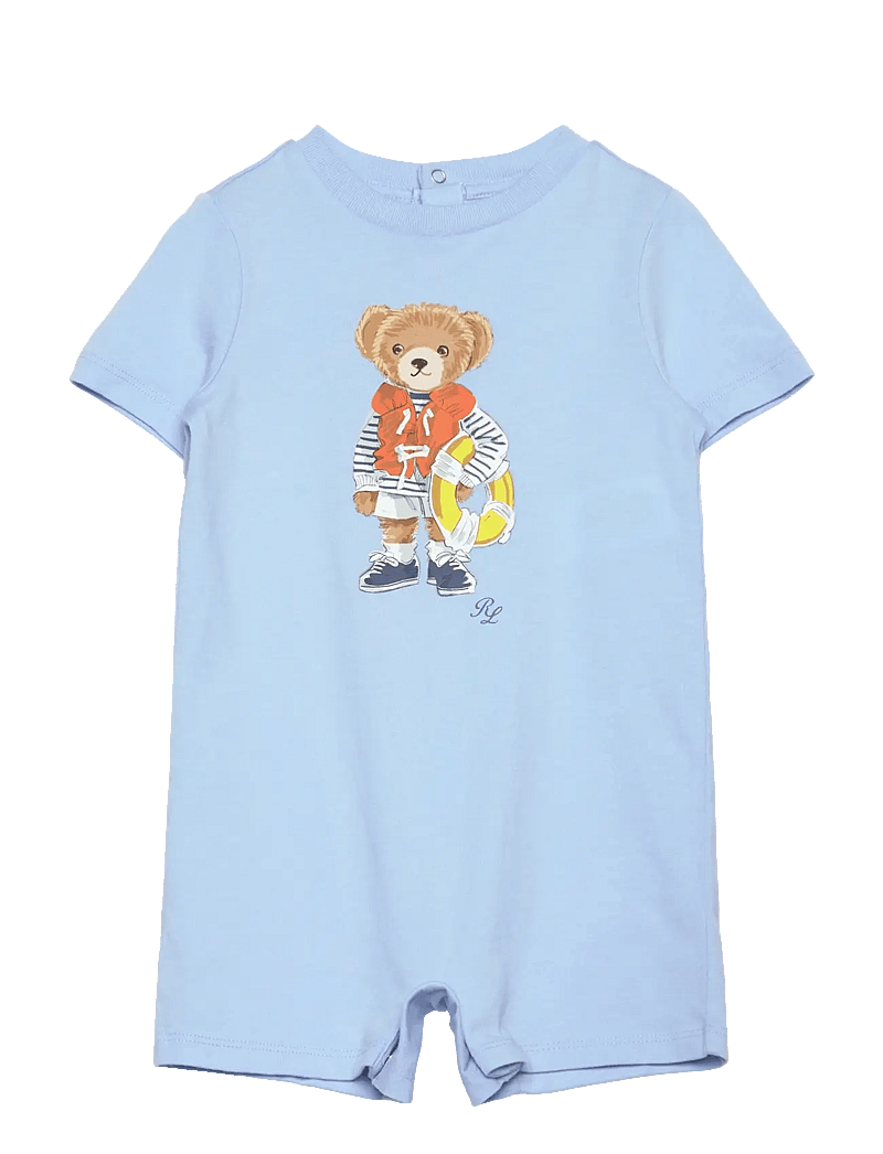 Ralph Lauren Baby - Polo Bear Cotton Jersey Shortall - kurzärmelig - sp25 office blu n - 0