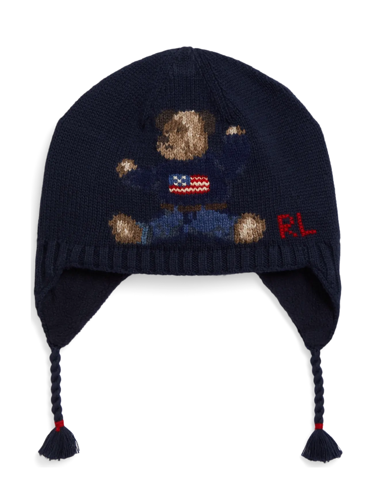 Ralph Lauren Baby Polo Bear Cotton Earflap Hat, 3/9, Hats, Marineblau - Winter Kinder