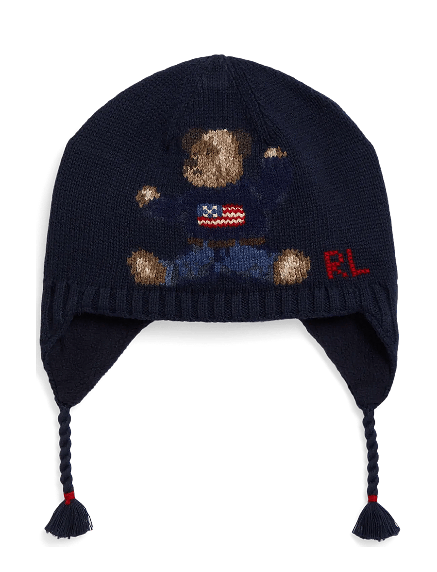 Ralph Lauren Baby - Polo Bear Cotton Earflap Hat - chapeaux pour bébés - hunter navy - 0