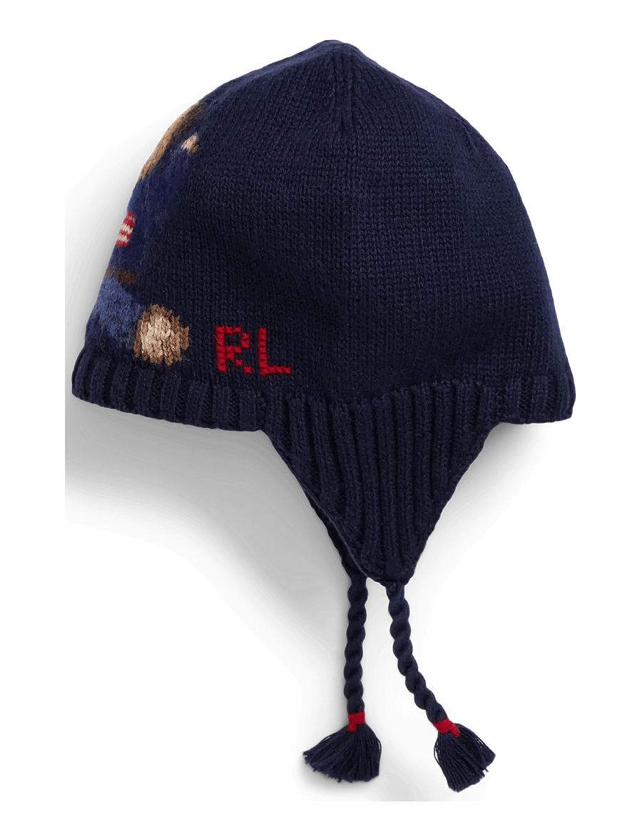 Ralph Lauren Baby - Polo Bear Cotton Earflap Hat - chapeaux pour bébés - hunter navy - 1