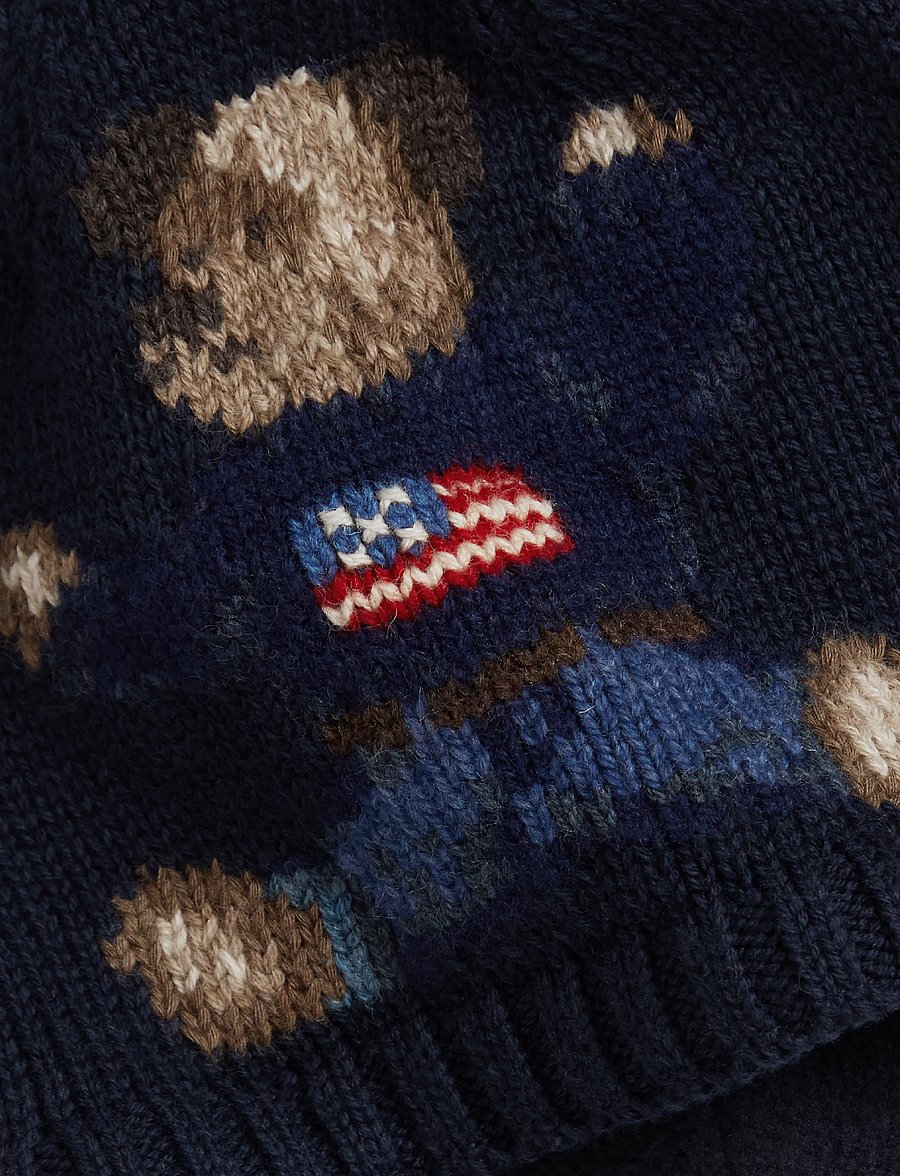Ralph Lauren Baby - Polo Bear Cotton Earflap Hat - chapeaux pour bébés - hunter navy - 2