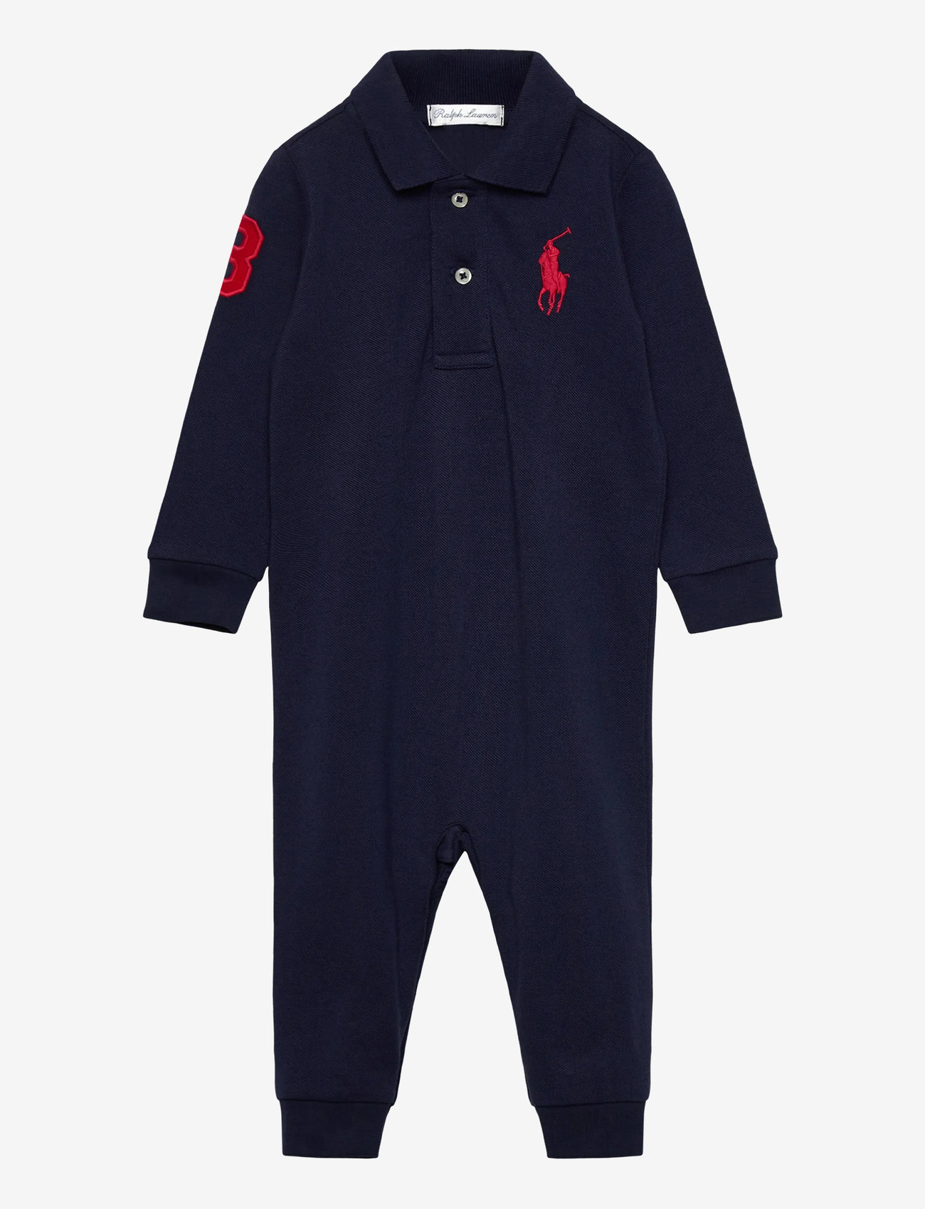 Ralph Lauren Baby - Big Pony Cotton Mesh Polo Coverall - långärmade bodysuits - refined navy - 0