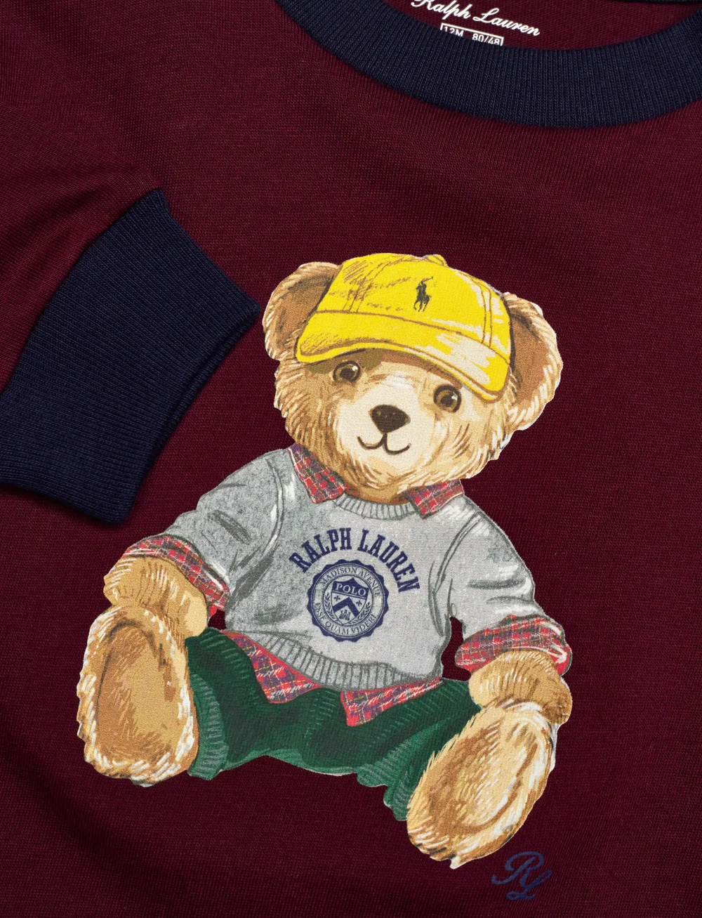 Ralph Lauren Baby - Polo Bear Jersey Tee & Fleece Pant Set - sets with long-sleeved t-shirt - classic wine - 3