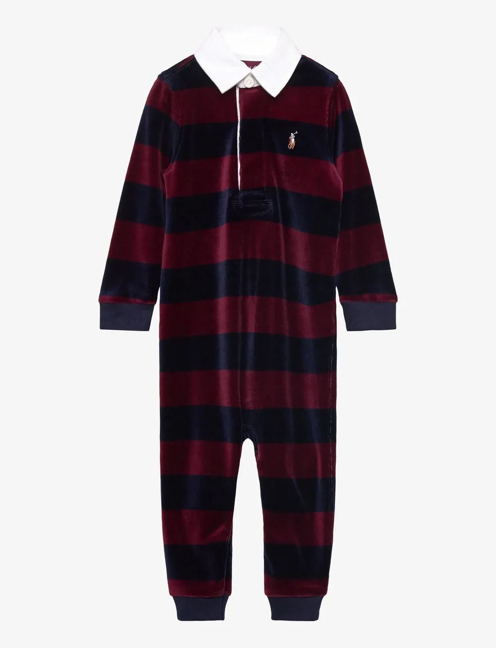 Ralph Lauren Baby - Striped Velour Rugby Coverall - langärmelig - classic wine/refi - 0
