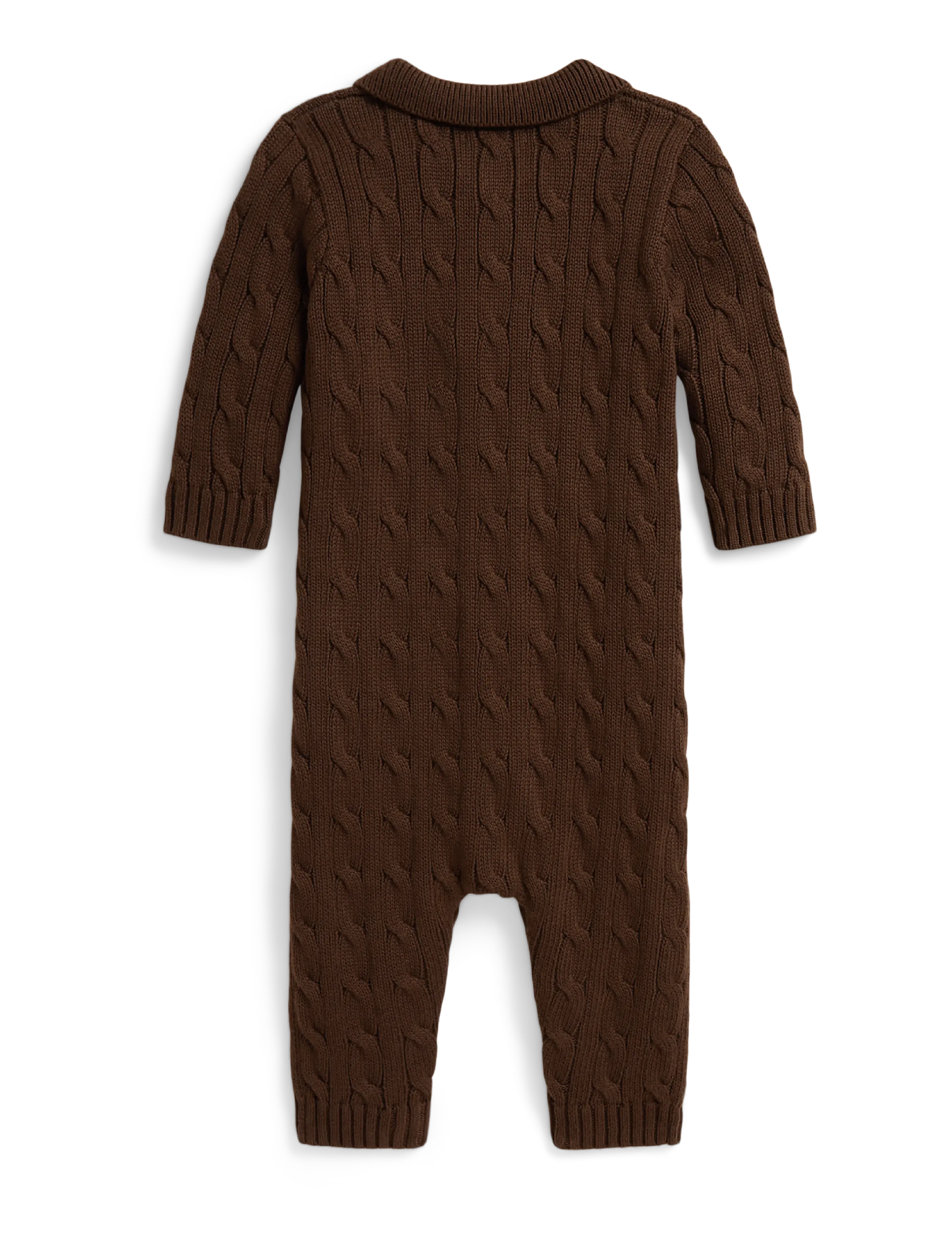 Ralph Lauren Baby - Cable-Knit Cotton Polo Coverall - chocolate mousse - 1