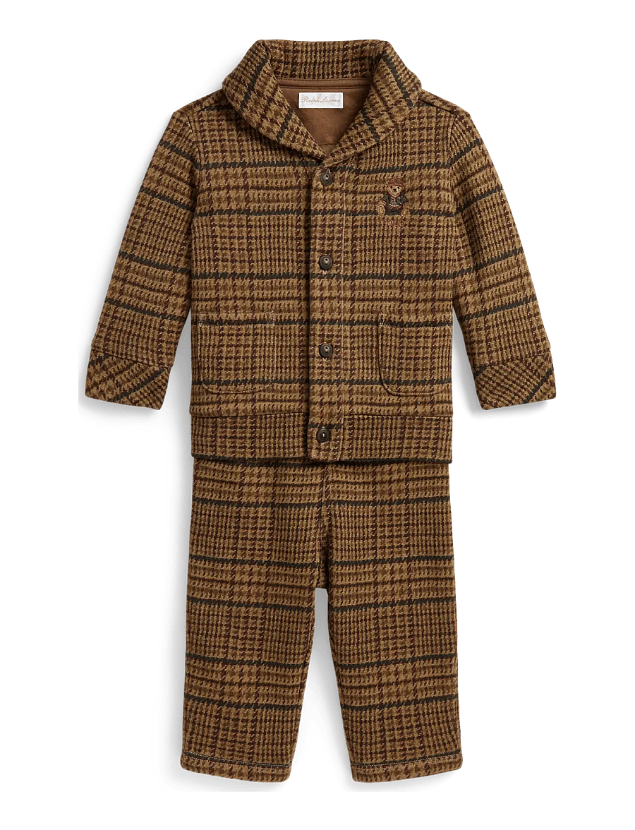 Ralph Lauren Baby - PRT SEASONAL FLEECE-KNT-OUTFIT SET - sets mit kurzärmeligem t-shirt - glenview tweed - 0