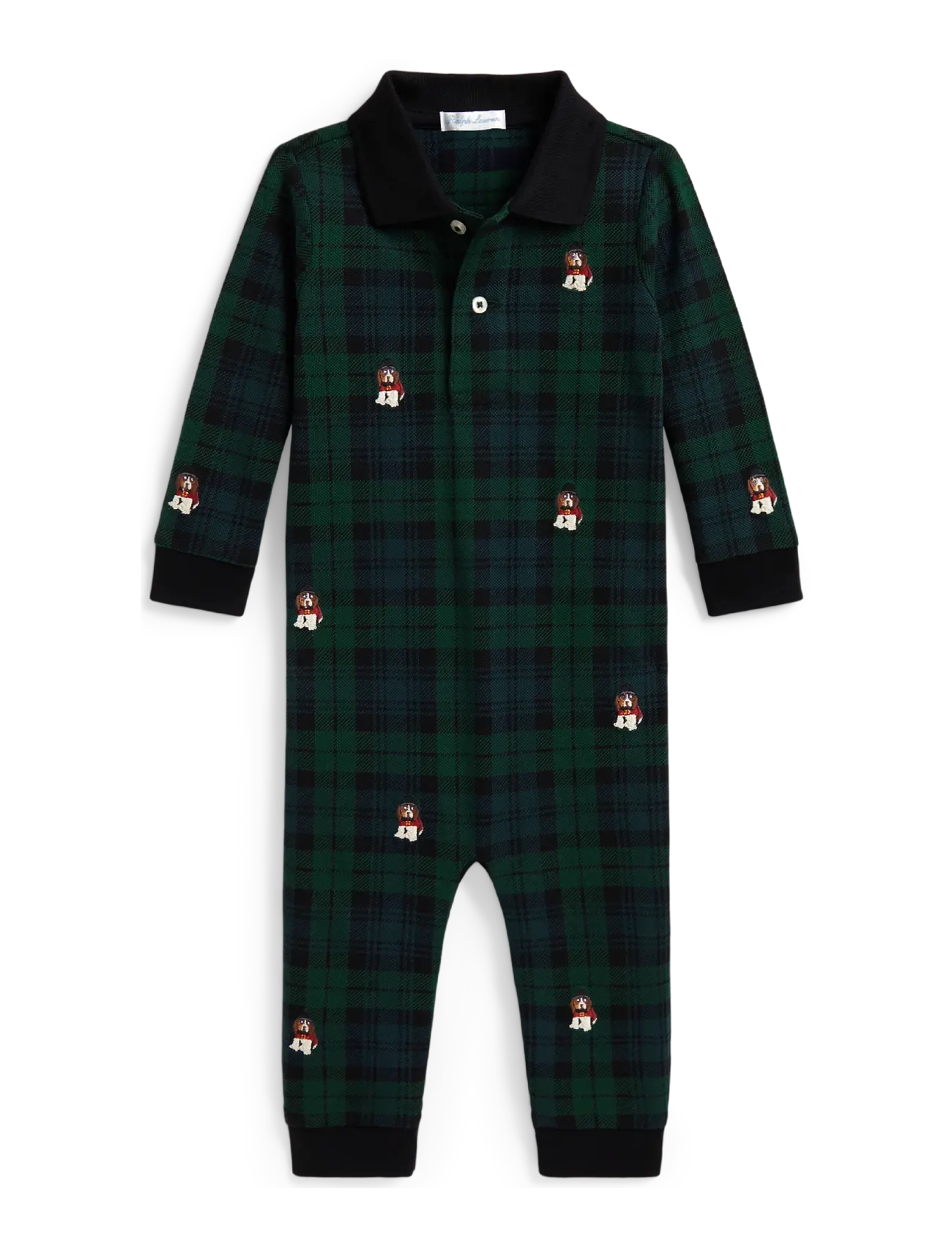 Ralph Lauren Baby Dog-Embroidered Cotton Mesh Coverall - Ralph Lauren Baby - BLACKWATCH TARTAN / green