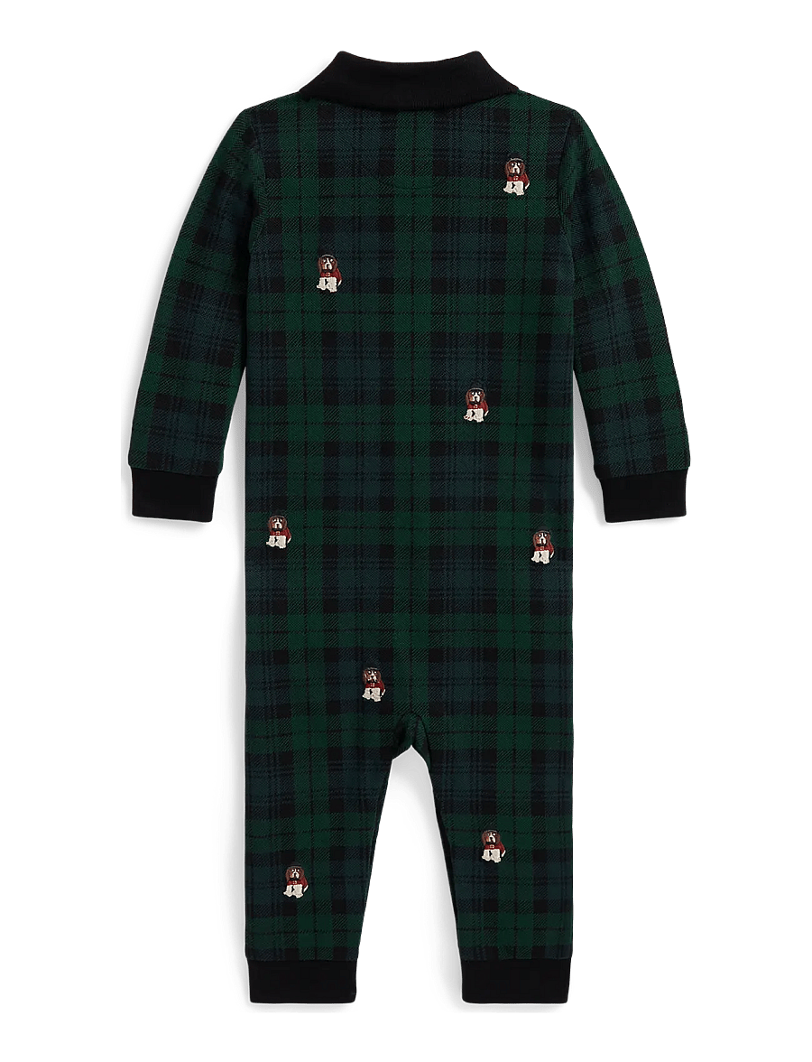Ralph Lauren Baby - Sparkdräkt i bomullsmesh m broderad hund - byxdress - blackwatch tartan - 1