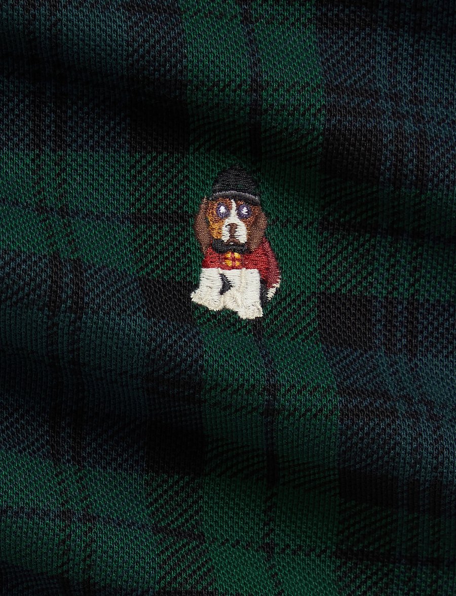 Ralph Lauren Baby - Sparkdräkt i bomullsmesh m broderad hund - byxdress - blackwatch tartan - 2
